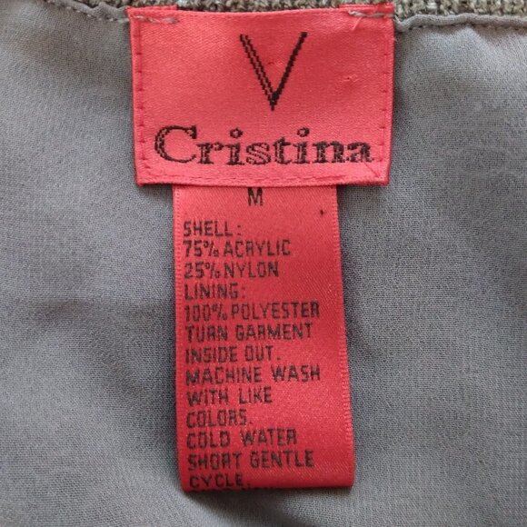 V Christina | Gray Taupe Crochet Knit Boho Layered Sweater | Size M - Picture 8 of 8